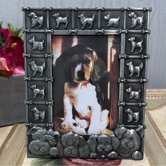 Vintage 3-D Dog Doggy Puppy Metal Frame New in Box - Picture 1 of 11
